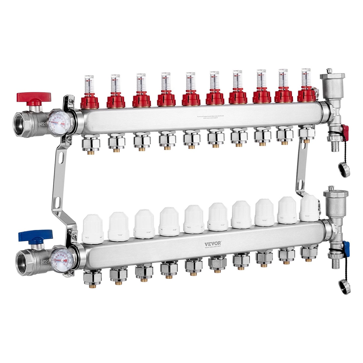 10-branch radiant heating manifold 1/2" PEX pipe floor heating manifold