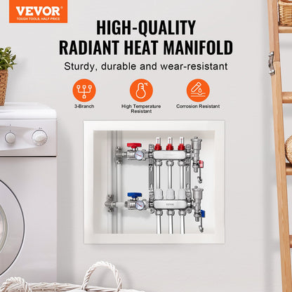 3-branch radiant heat distributor 1/2" PEX hose for floor heating distributor