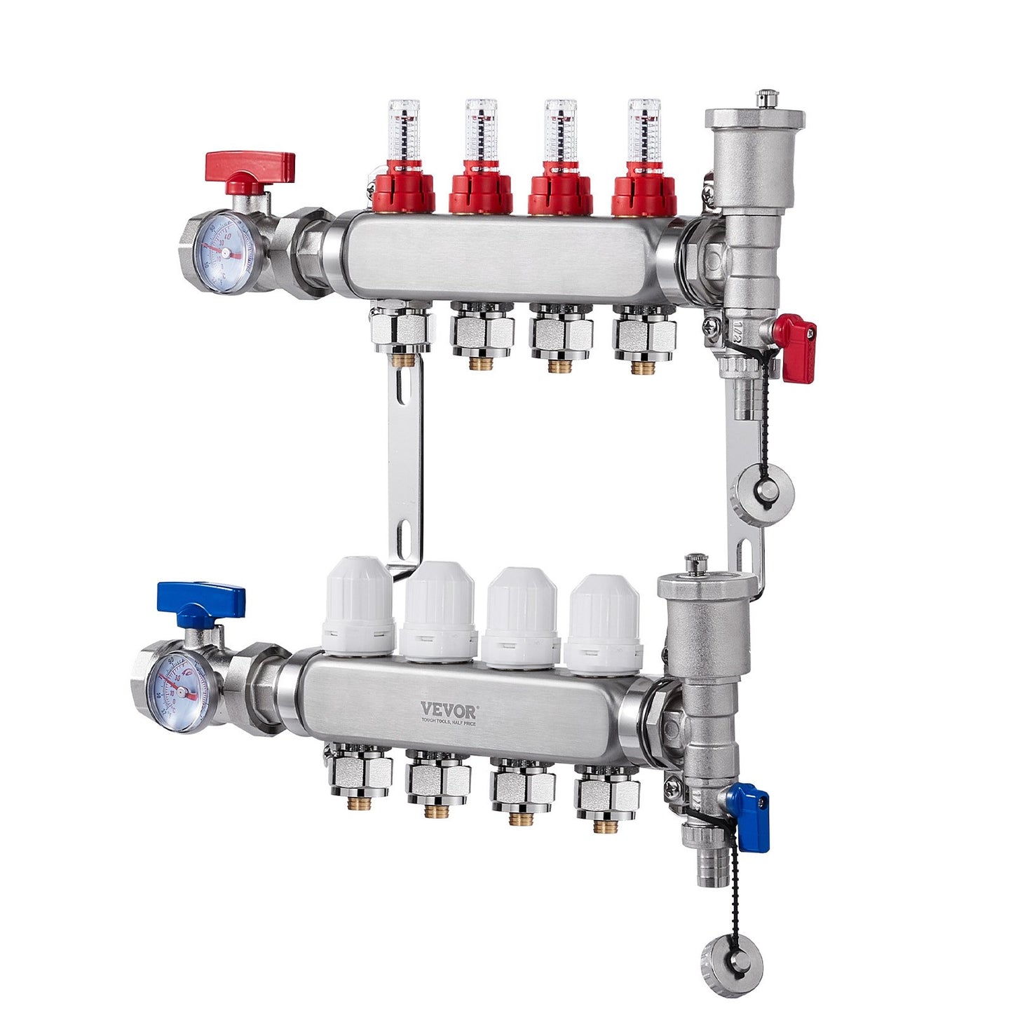 4-branch radiant heat distributor 1/2" PEX hose for floor heating distributor