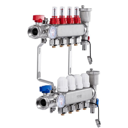 4-branch radiant heat distributor 1/2" PEX hose for floor heating distributor