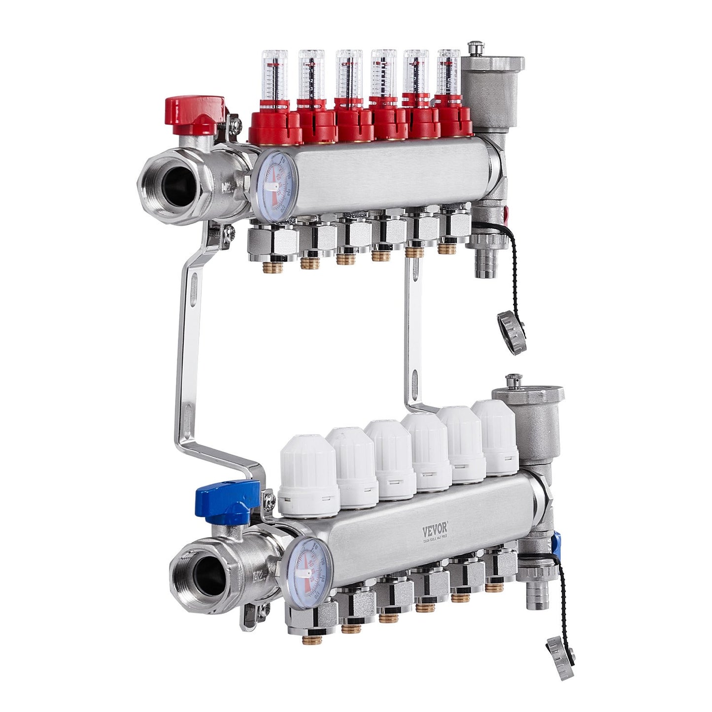 6-branch radiant heat distributor 1/2" PEX pipe floor heating distributor