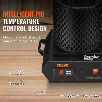 Gold Melting Furnace, 1350W, 2102 ℉ Max Temperature, Digital Electric Melting Furnace with 1 kg and 3 kg Ceramic Crucibles, Crucible Tongs, and Gloves, for Gold, Silver, Aluminum, Copper