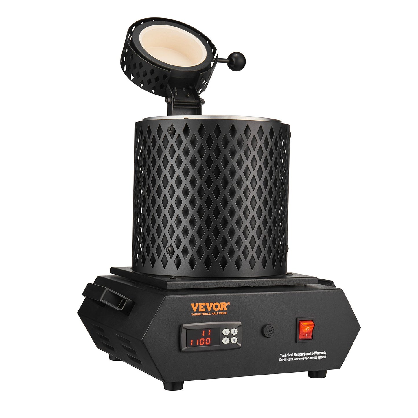 Gold Melting Furnace, 1350W, 2102 ℉ Max Temperature, Digital Electric Melting Furnace with 1 kg and 3 kg Ceramic Crucibles, Crucible Tongs, and Gloves, for Gold, Silver, Aluminum, Copper