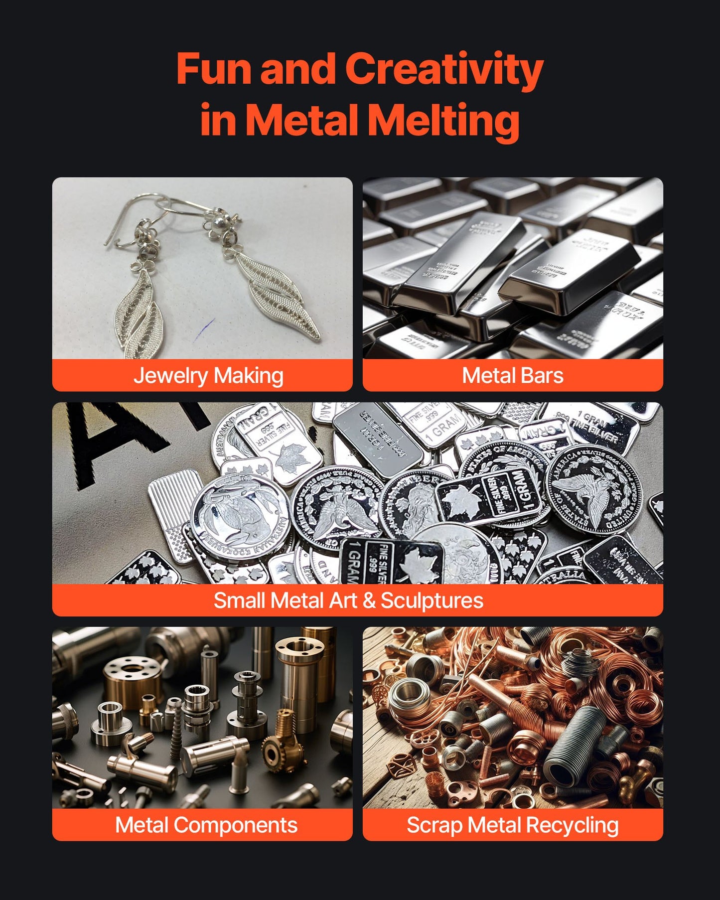 Electric Melting Furnace, 1350W Electric Metal Smelter Foundry, 2102℉/1150℃ Metal Smelting Machine with 3kg Ceramic Crucible, Gold Smelting Kit for Jewelry Making, Metal Bars, Metal Components