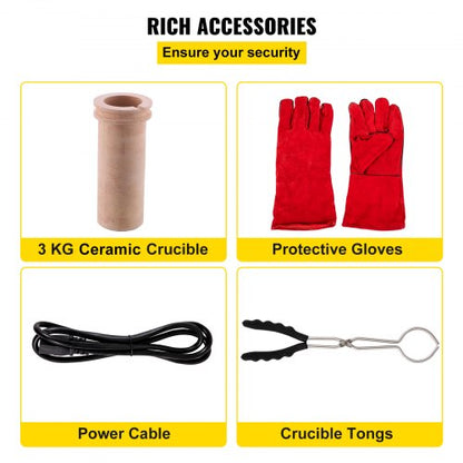 Elektrischer Goldschmelzofen-Bausatz mit 3 kg Keramiktiegel | EU