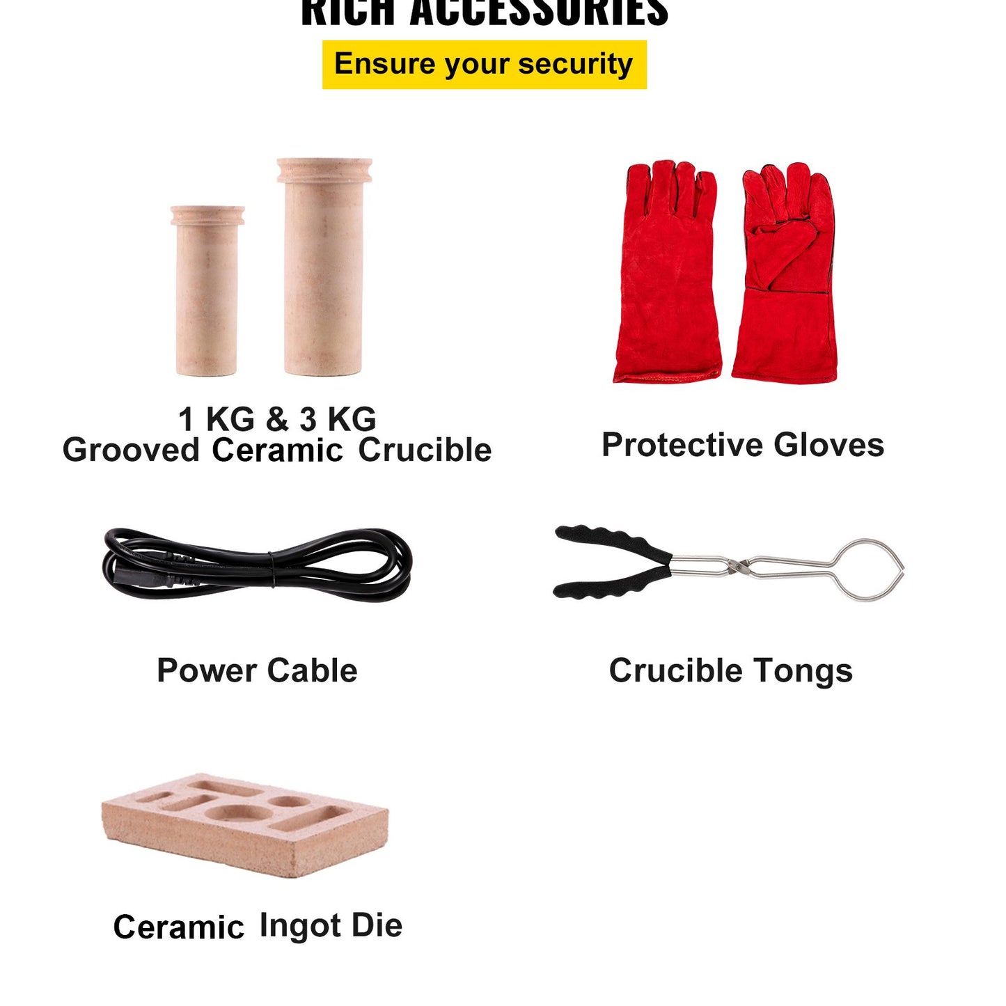 Gold Melting Furnace, 1350W, 2102 ℉ Max Temperature, 3 kg Digital Electric Melting Furnace, with 1 kg and 3 kg Ceramic Crucible and Ingot Die for Processing of Gold, Silver, Aluminum, Copper