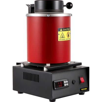 Gold Melting Furnace, 1350W, 2102 ℉ Max Temperature, 3 kg Digital Electric Melting Furnace, with 1 kg and 3 kg Ceramic Crucible and Ingot Die for Processing of Gold, Silver, Aluminum, Copper