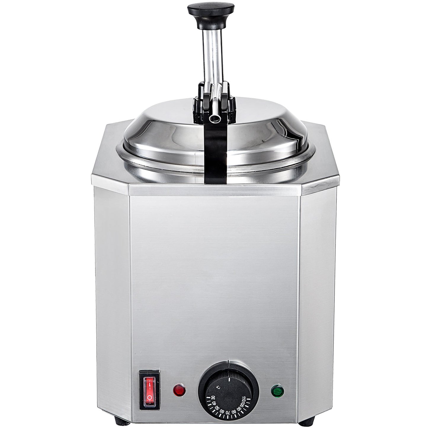 Cheese Dispenser with Pump, 2.6 Qt Capacity Cheese Warmer, Stainless Steel Hot Fudge Warmer with Pump 650W Cheese Dispenser, 30-110℃ Temp Adjustable, for Hot Fudge Cheese Caramel