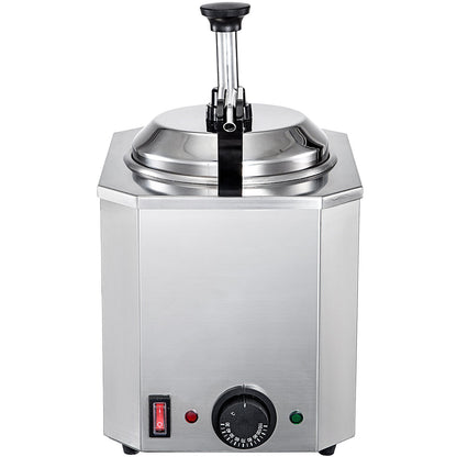 Cheese Dispenser with Pump, 2.6 Qt Capacity Cheese Warmer, Stainless Steel Hot Fudge Warmer with Pump 650W Cheese Dispenser, 30-110℃ Temp Adjustable, for Hot Fudge Cheese Caramel
