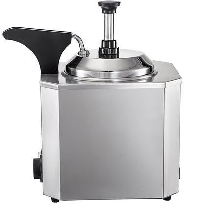 Cheese Dispenser with Pump, 2.6 Qt Capacity Cheese Warmer, Stainless Steel Hot Fudge Warmer with Pump 650W Cheese Dispenser, 30-110℃ Temp Adjustable, for Hot Fudge Cheese Caramel