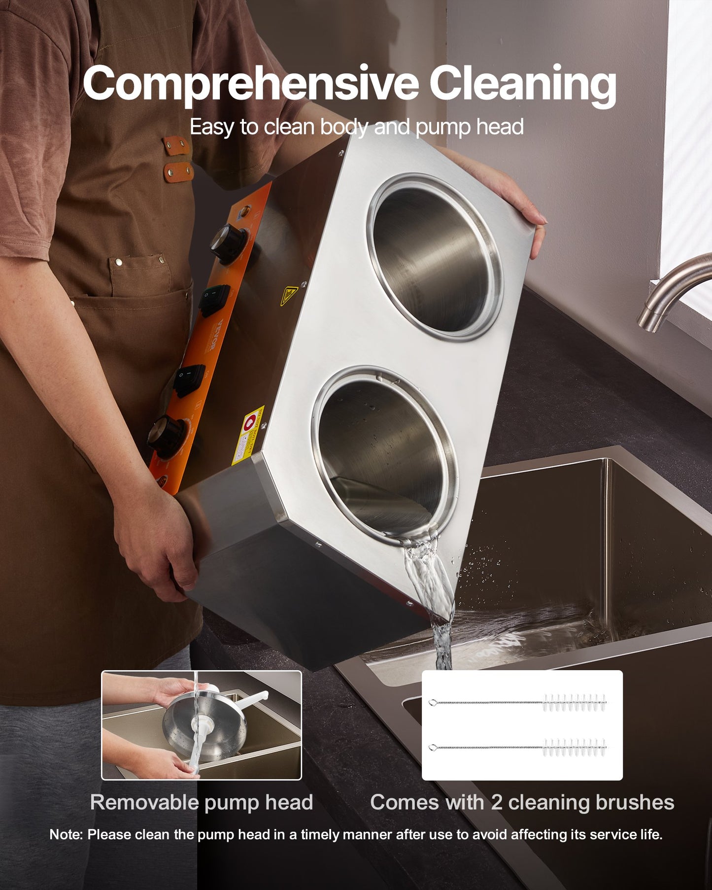 Electric Cheese Dispenser with Pumps, 2.4x2 L Commercial Hot Fudge Warmer, Plastic Double Pumps Dispenser, 86-230℉ Temp Adjustable Nacho Cheese Sauce Warmer, for Hot Fudge Cheese Caramel