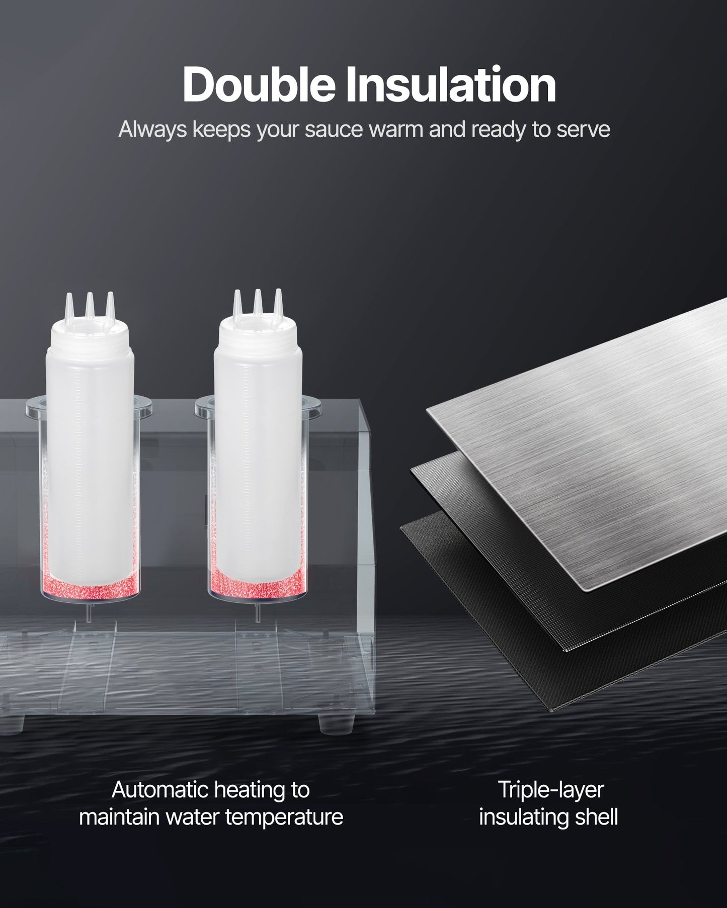 Electric Bottle Warmer with Bottles, 0.8x2 LCommercial Cheese Dispenser, Hot Fudge Warmer 86-185℉ Temp Adjustable, Plastic Double Bottles Nacho Cheese Warmer, for Hot Fudge Cheese Caramel