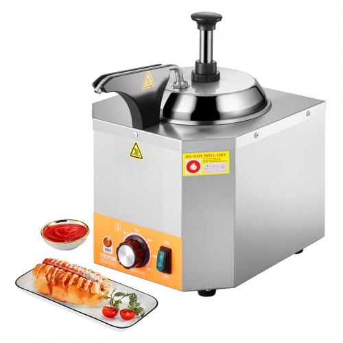 Electric Cheese Dispenser with Pump, 2.4L Commercial Hot Fudge Warmer, Stainless Steel Heated Pump Dispenser, 86-230℉ Temp Adjustable Nacho Cheese Sauce Warmer, for Hot Fudge Cheese Caramel