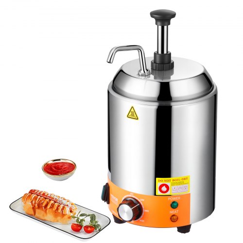 Electric Cheese Dispenser with Pump, 2.4L Commercial Hot Fudge Warmer, Stainless Steel Pump Dispenser, 86-230℉ Temp Adjustable Nacho Cheese Sauce Warmer, for Hot Fudge Cheese Caramel