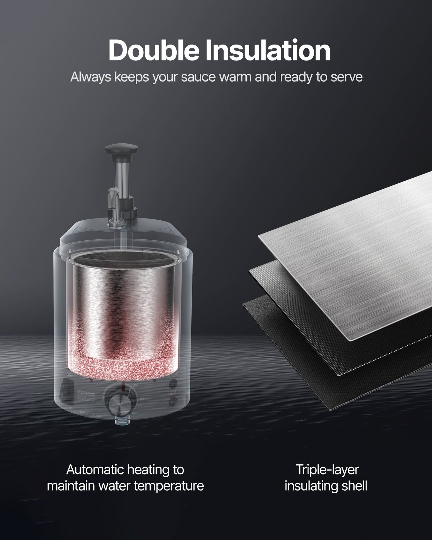 Electric Cheese Dispenser with Pump, 2.4L Commercial Hot Fudge Warmer, Stainless Steel Pump Dispenser, 86-230℉ Temp Adjustable Nacho Cheese Sauce Warmer, for Hot Fudge Cheese Caramel