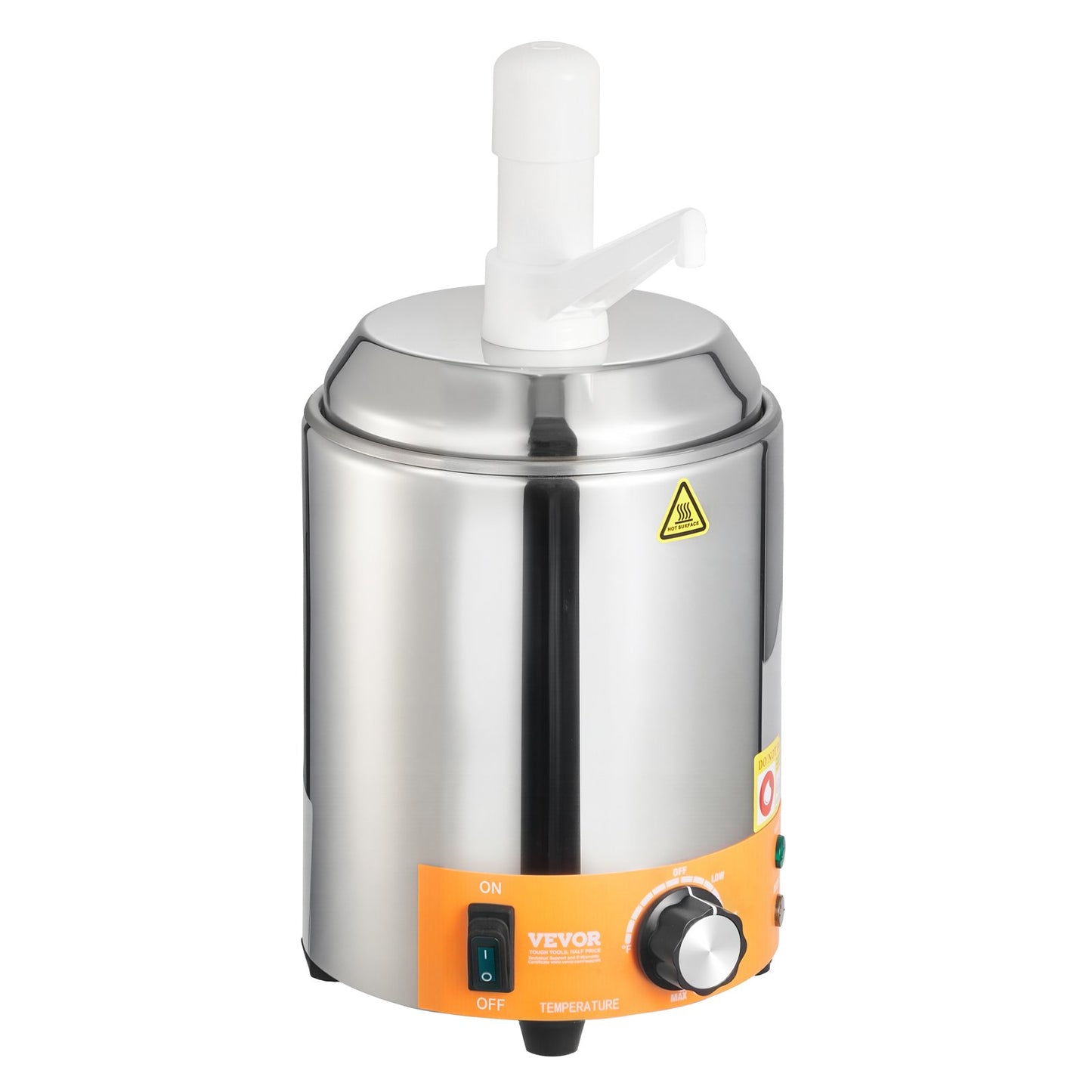 Electric Cheese Dispenser with Pump, 2.4L Commercial Hot Fudge Warmer, Plastic Pump Dispenser, 86-230℉ Temp Adjustable Nacho Cheese Sauce Warmer, for Hot Fudge Cheese Caramel