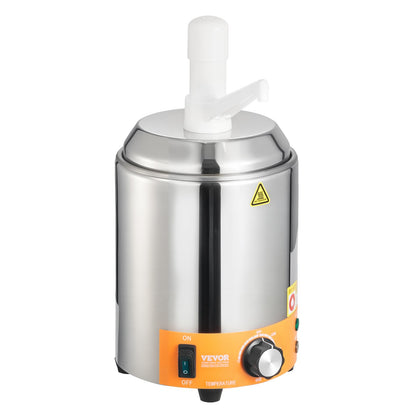 Electric Cheese Dispenser with Pump, 2.4L Commercial Hot Fudge Warmer, Plastic Pump Dispenser, 86-230℉ Temp Adjustable Nacho Cheese Sauce Warmer, for Hot Fudge Cheese Caramel