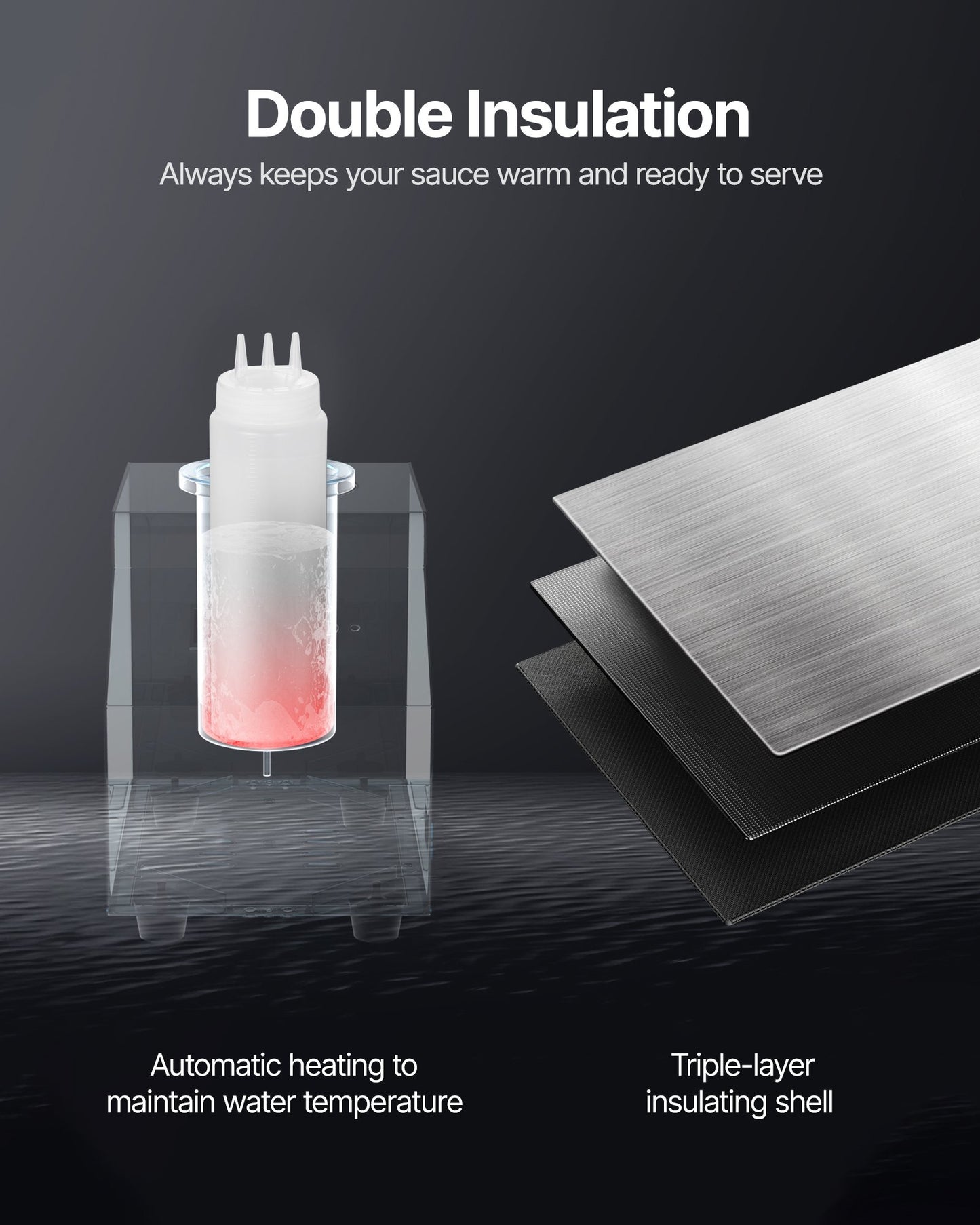 Electric Bottle Warmer with Bottle, 0.8L Commercial Cheese Dispenser, Hot Fudge Warmer 86-185℉ Temp Adjustable, Plastic Bottle Nacho Cheese Sauce Warmer for Hot Fudge Cheese Caramel, Square