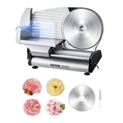 Meat Slicer, 8.7 inch Electric Deli Food Slicer, 180W Meat Cutter with Two Premium SUS420 Blades, 0-0.6 inch Adjustable Thickness, Food Slicer Machine for Meat, Hard Bread and Cheese, Home Use