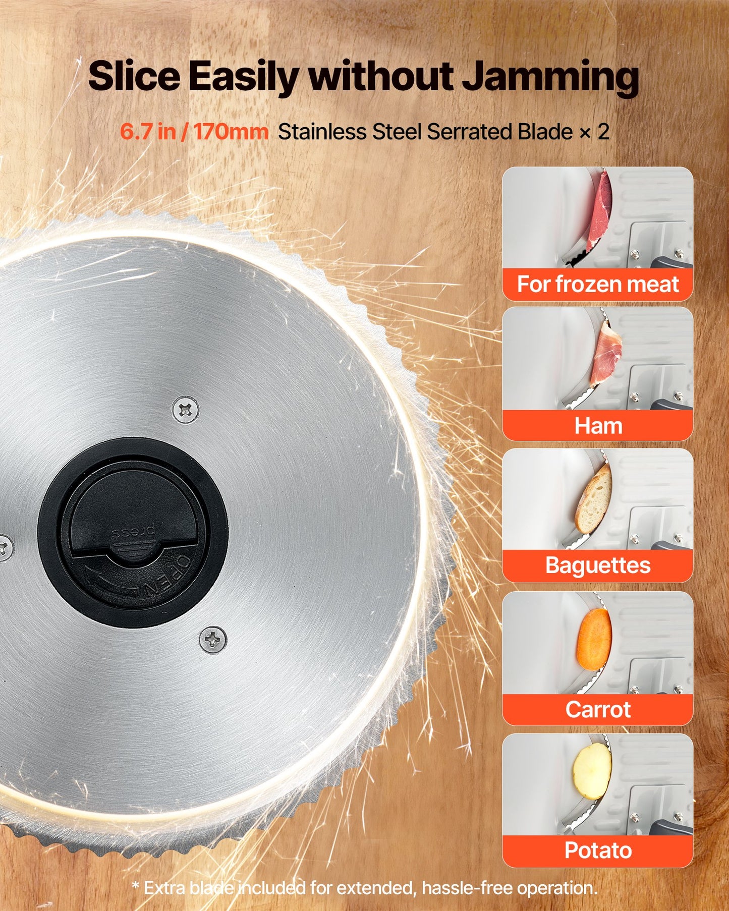 Meat Slicer, 6.7 inch 150W Electric Deli Slicer Machine with two SUS420 Blades, 0-0.6 inch Adjustable Thickness, ETL Certified Home Food-Slicer for Meat, Ham, Baguett, Steak