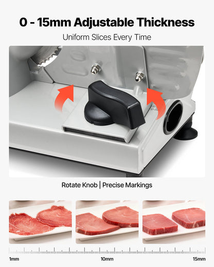 Meat Slicer, 6.7 inch 150W Electric Deli Slicer Machine with two SUS420 Blades, 0-0.6 inch Adjustable Thickness, ETL Certified Home Food-Slicer for Meat, Ham, Baguett, Steak