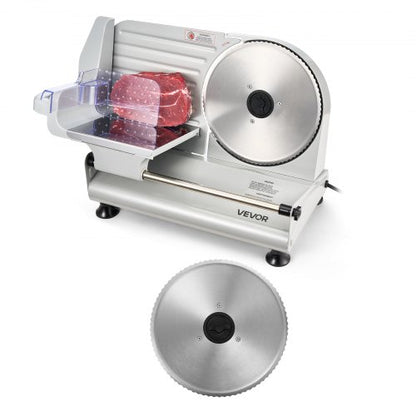 Meat Slicer, 8.6 inch 200W Electric Deli Slicer Machine with two SUS420 Blade, 0-0.6 inch Adjustable Thickness, ETL Certified Home Food-Slicer for Meat, Ham, Baguett, Steak