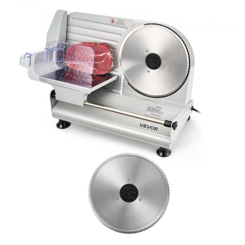 Meat Slicer, 8.6 inch 200W Electric Deli Slicer Machine with two SUS420 Blade, 0-0.6 inch Adjustable Thickness, ETL Certified Home Food-Slicer for Meat, Ham, Baguett, Steak