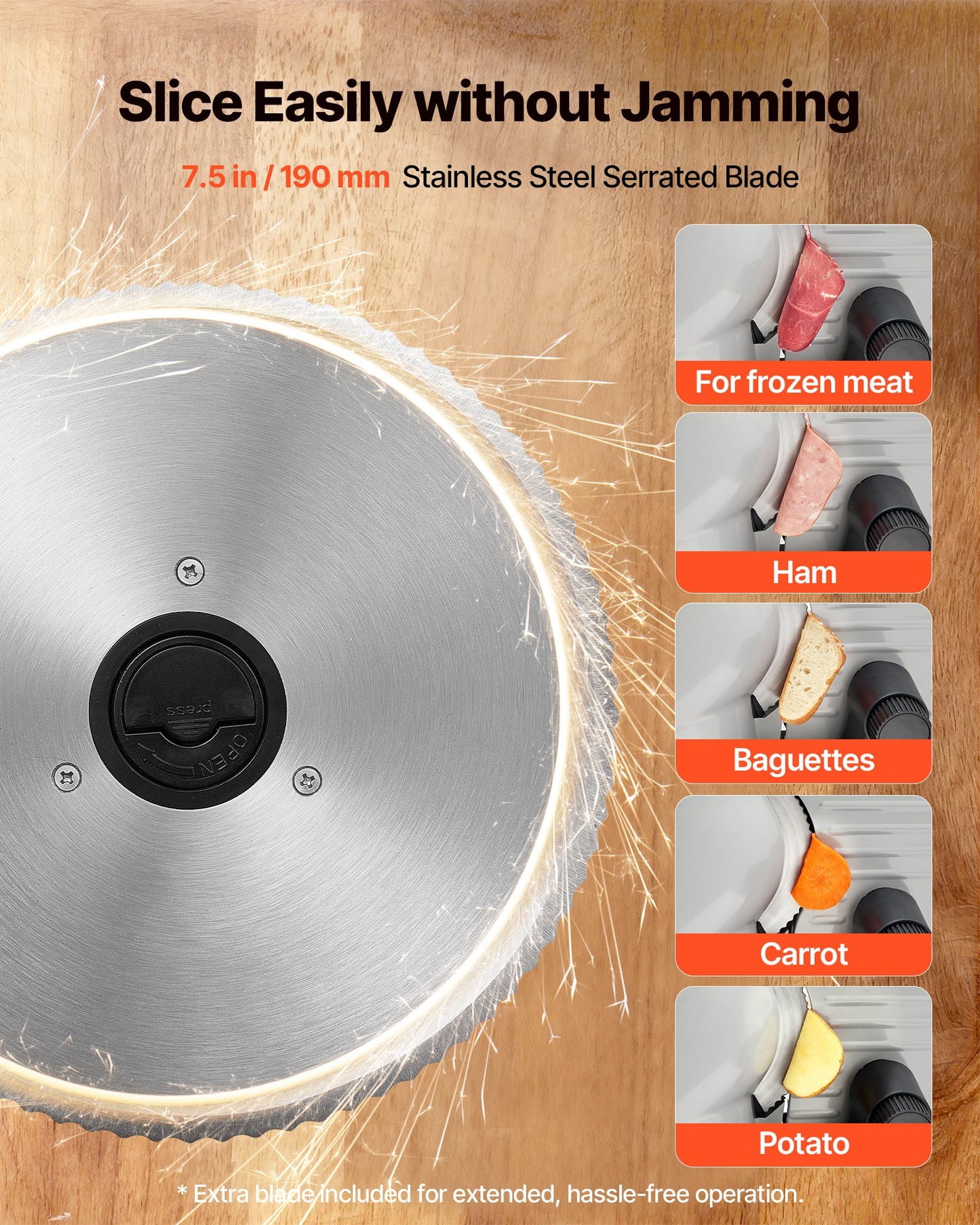 Meat Slicer, 8.6 inch 200W Electric Deli Slicer Machine with two SUS420 Blade, 0-0.6 inch Adjustable Thickness, ETL Certified Home Food-Slicer for Meat, Ham, Baguett, Steak