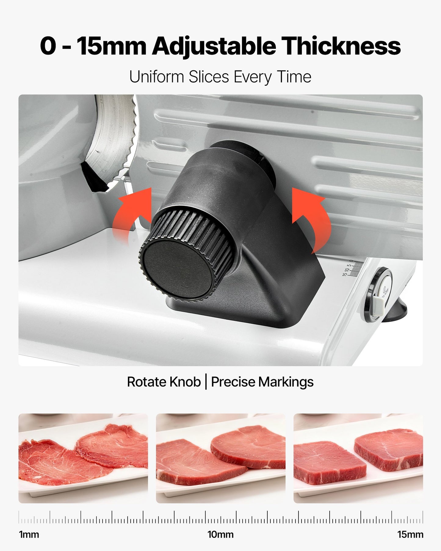 Meat Slicer, 8.6 inch 200W Electric Deli Slicer Machine with two SUS420 Blade, 0-0.6 inch Adjustable Thickness, ETL Certified Home Food-Slicer for Meat, Ham, Baguett, Steak