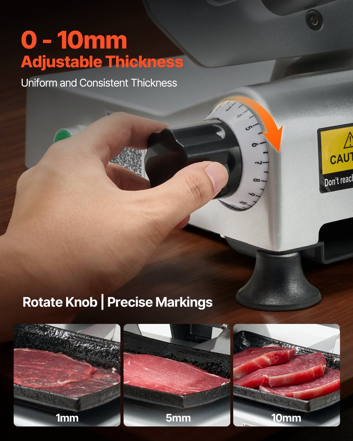 Commercial Meat Slicer, 10 inch Electric Deli Slicer Machine, 320W Food-Slicer with SUS420 Blade, 0-0.4 inch Adjustable Thickness, for Frozen Meat, Ham, Baguett, Steak