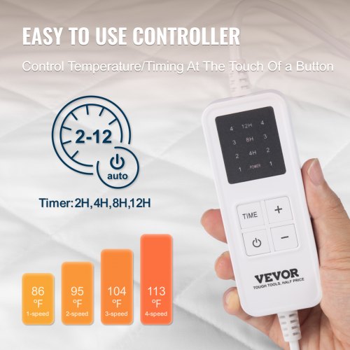 Heated Mattress Pad 150 x 80 cm Electric Bed Heater with Timer Auto Off | EU