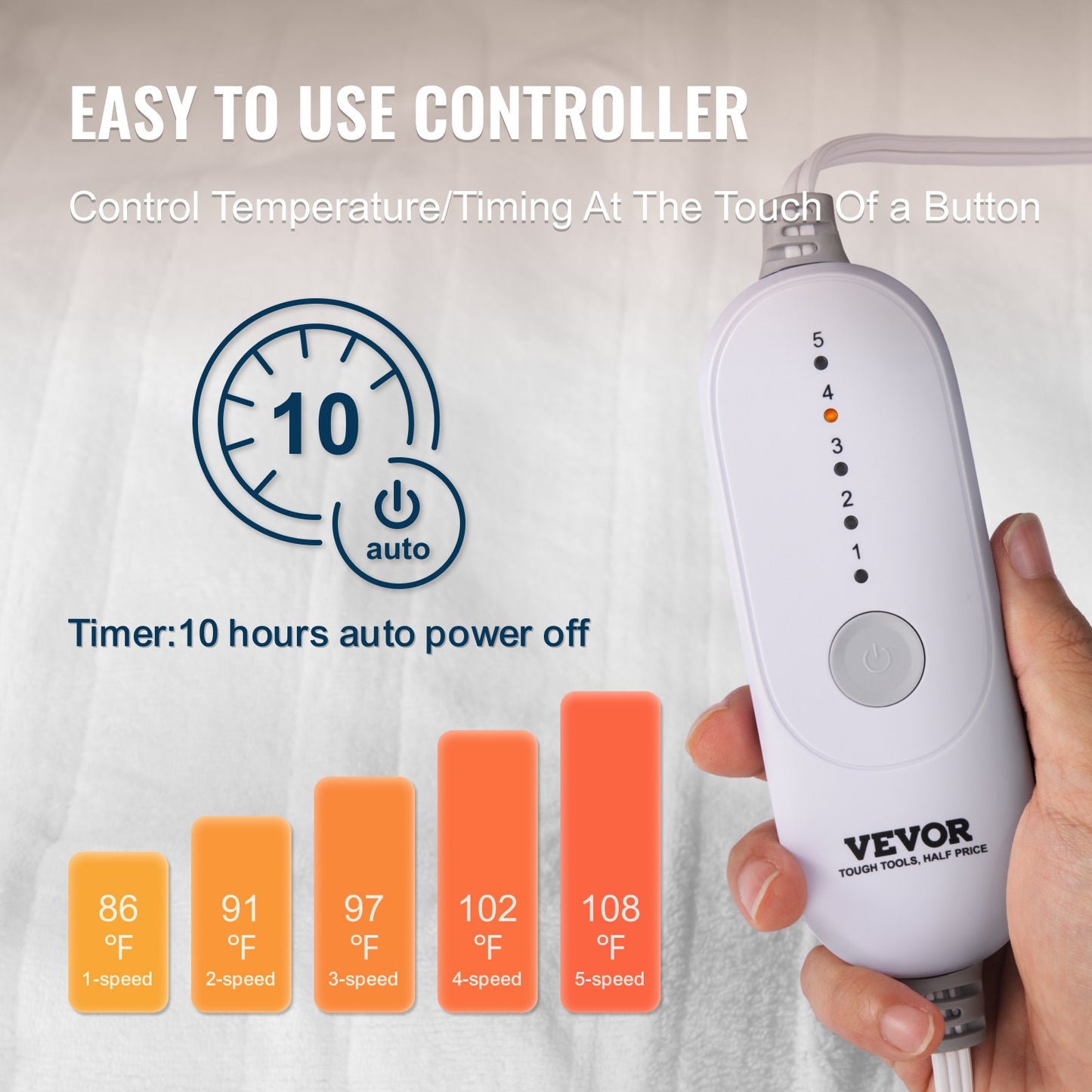 Heated Mattress Pad, 78 x 80 in, King Electric Bed Warmer with 1-5 Heat Settings Control, 10-Hour Auto Shut Off, Machine-Wash Breathable Coral Fleece Heating Electric Mattress Sheets, White