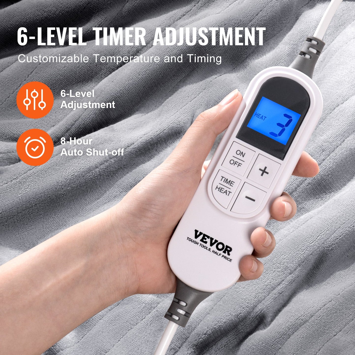 Heated Blanket 150 x 200 cm Queen Electric Throw Soft Flannel for Gift