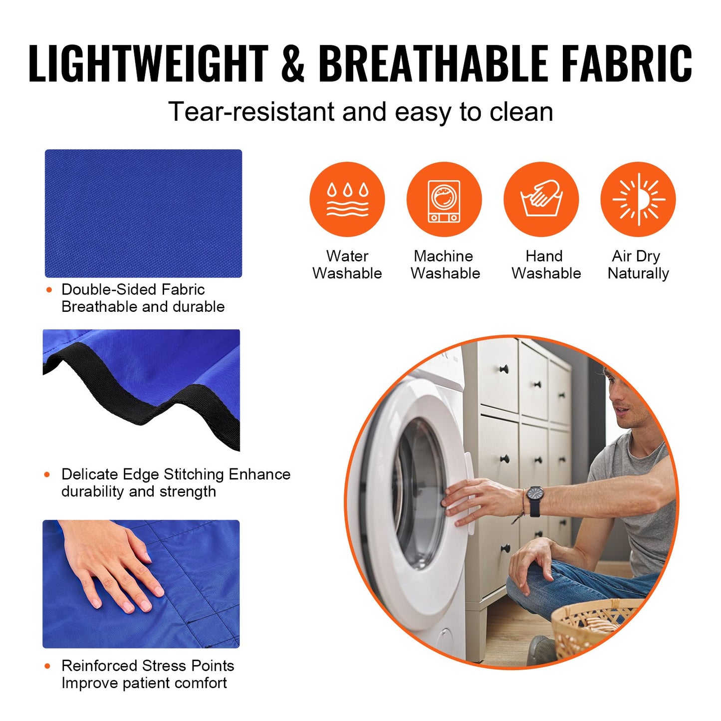 Positioning Bed Pad with 8 Reinforced Handles, 48" x 40" Lifting, Turning, Repositioning, Patient Transfer Sheet Washable for Elderly, Patient, Bedridden, 400LBS Capacity
