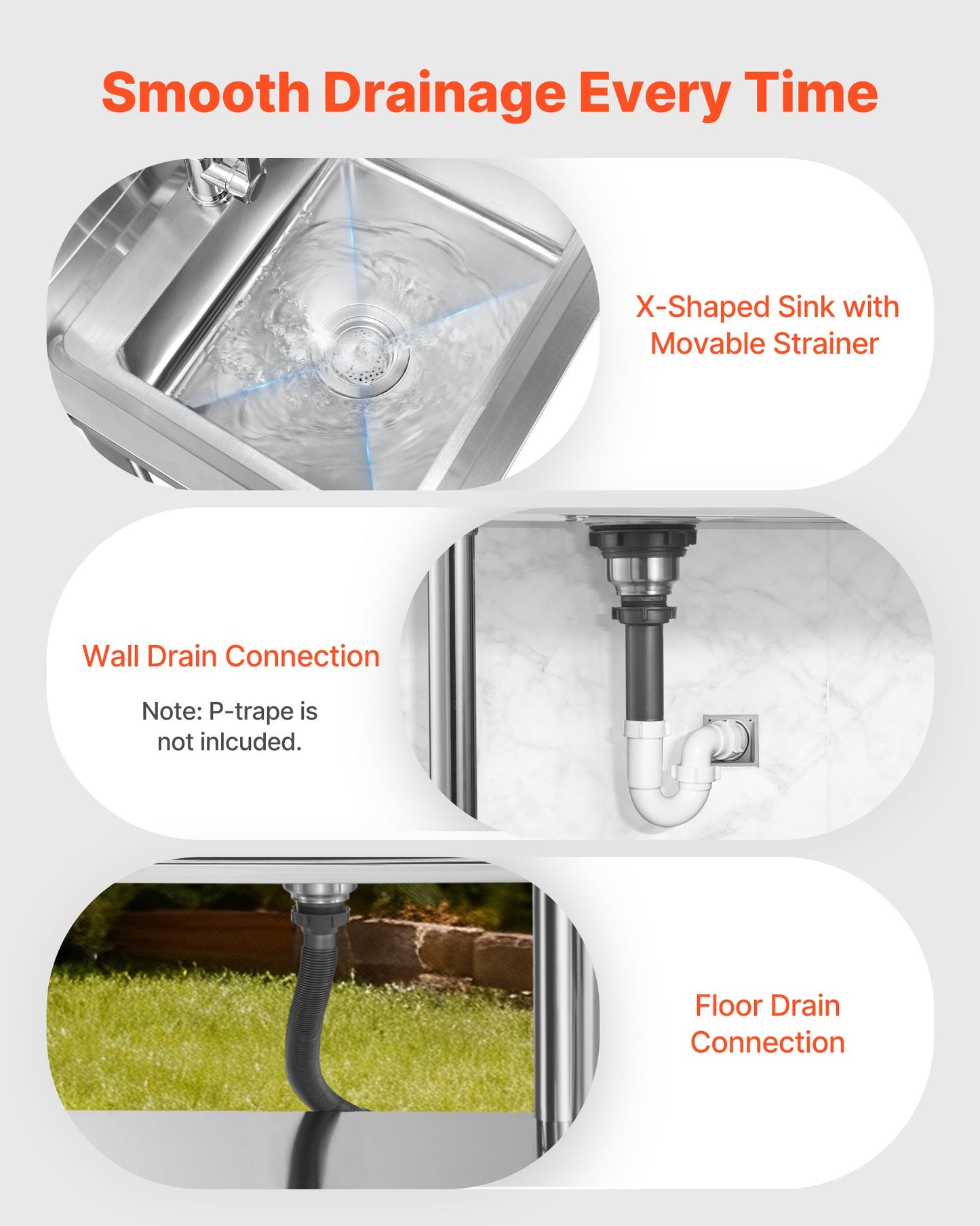 Stainless Steel Utility Sink, Free Standing Single Bowl Commercial Kitchen Sink with Drawer, Faucet and Hot & Cold Water Pipe, Utility Basin for Garage Restaurant Laundry, 39.4 x 19.7 x 37 in