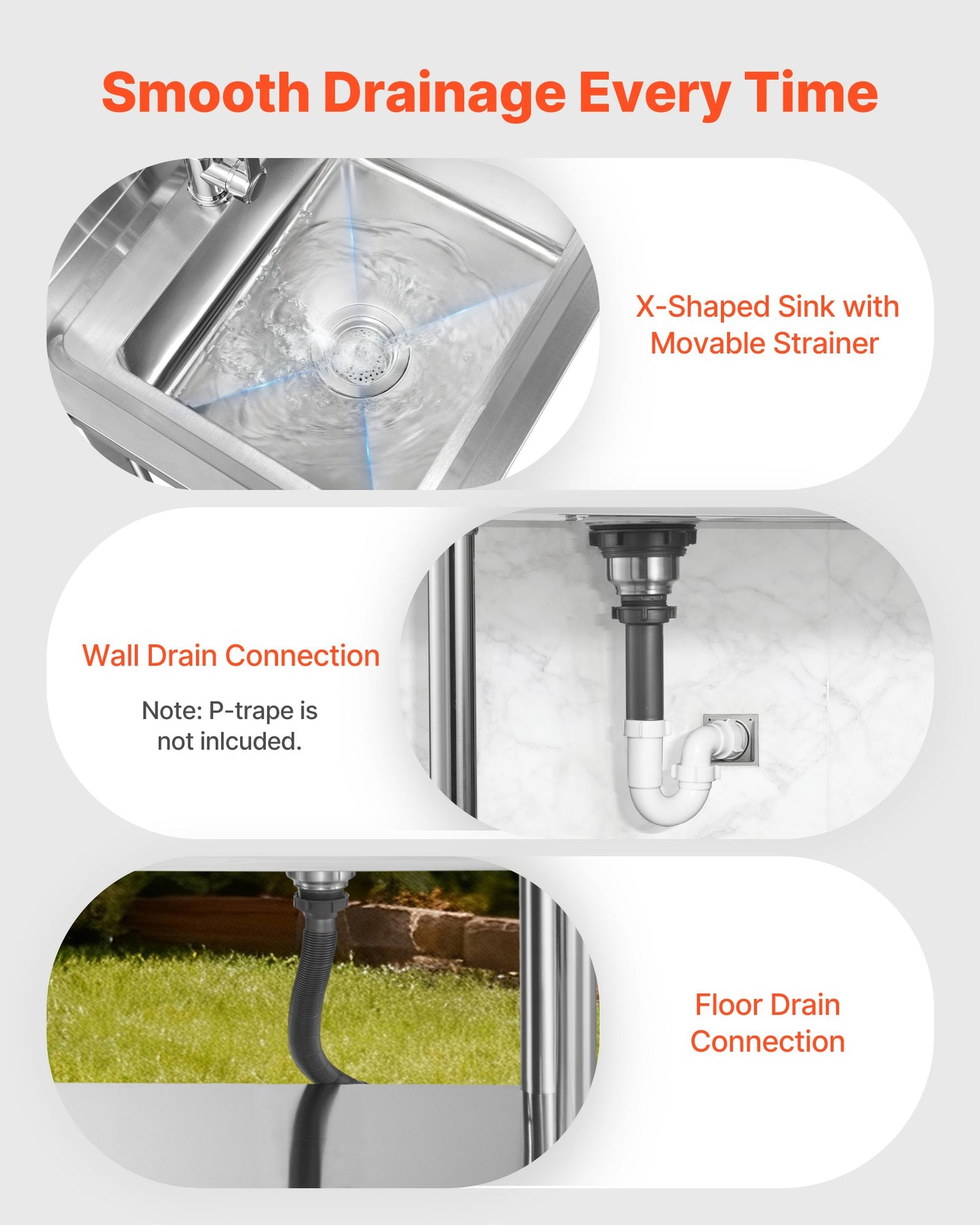 Stainless Steel Utility Sink, Rolling Single Bowl Commercial Kitchen Sink with Drawer, Faucet and Hot & Cold Water Pipe, Utility Basin for Garage, Restaurant, Laundry, 47.2 x 19.7 x 37 in