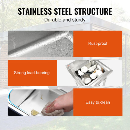 Edelstahlspüle, 1 Becken, freistehende kleine Spüle, inklusive Wasserhahn und Beinen, 16 x 13 x 8,7 Zoll, gewerbliche Spülen für Garage, Restaurant, Küche, Wäscherei, NSF-zertifiziert