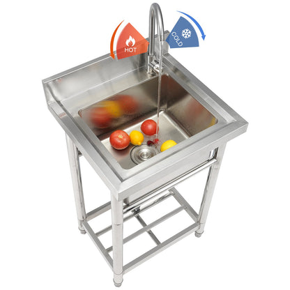 Edelstahlspüle, 1 Becken, freistehende kleine Spüle, inklusive Wasserhahn und Beinen, 16 x 13 x 8,7 Zoll, gewerbliche Spülen für Garage, Restaurant, Küche, Wäscherei, NSF-zertifiziert
