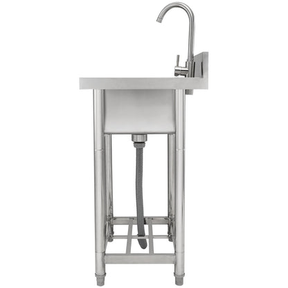Edelstahlspüle, 1 Becken, freistehende kleine Spüle, inklusive Wasserhahn und Beinen, 16 x 13 x 8,7 Zoll, gewerbliche Spülen für Garage, Restaurant, Küche, Wäscherei, NSF-zertifiziert