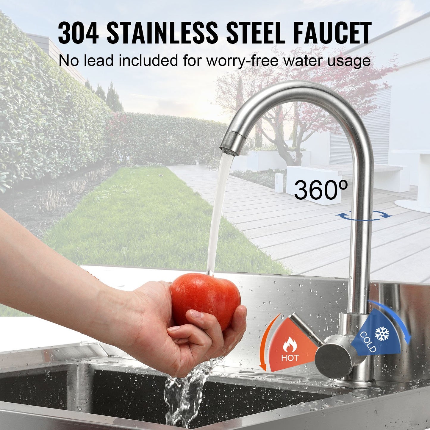 Stainless Steel Utility Sink, 1 Compartment Free Standing Small Sink Include Faucet & legs, 16 x 13 x 8.7 in Commercial Single Bowl Sinks for Garage, Restaurant, Kitchen, Laundry