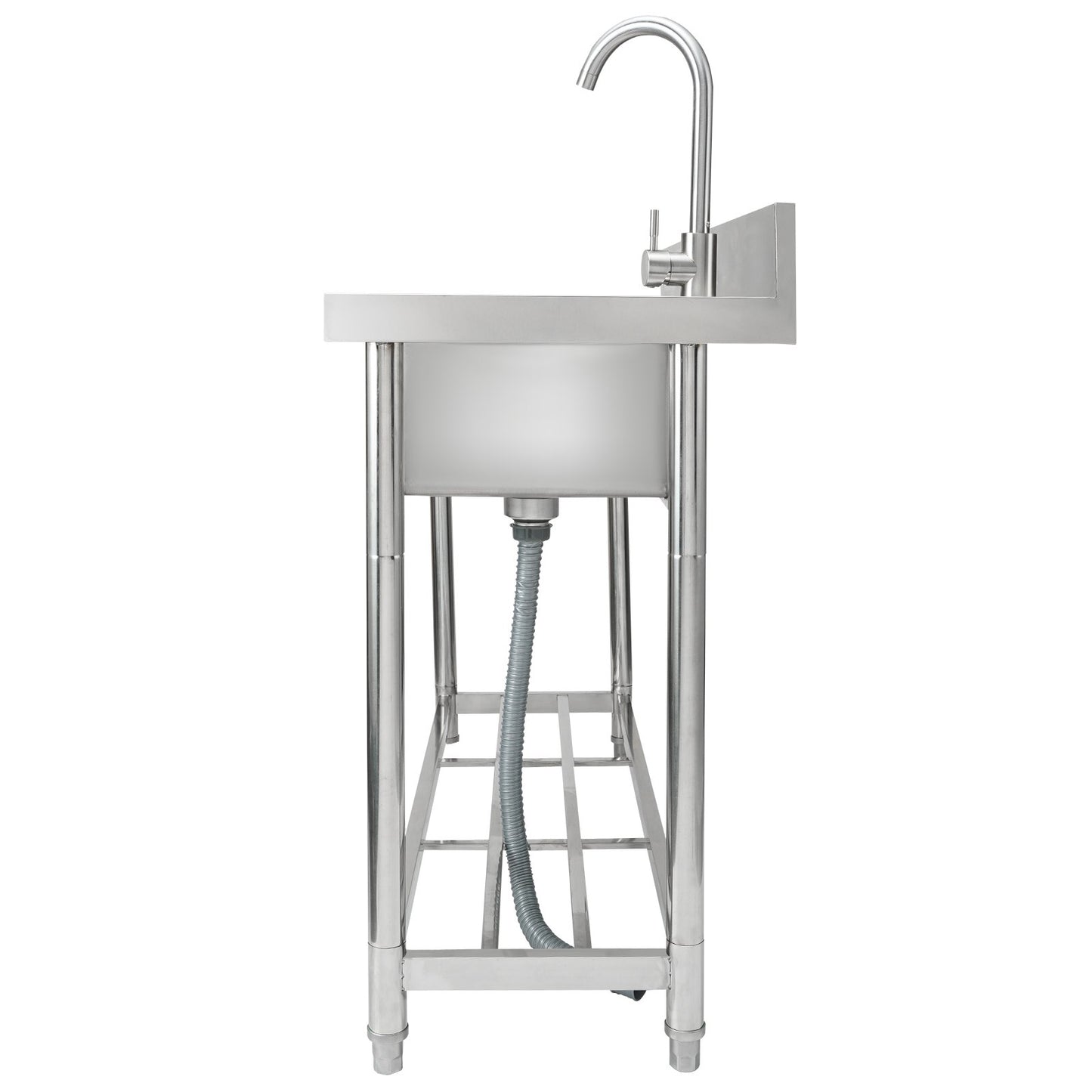 Edelstahlspüle, freistehendes Einzelbecken-Gewerbespülenset mit Arbeitsplatte, 39,4 x 19,1 x 37,4 Zoll, Gewerbespülen für Garage, Restaurant, Wäscherei, NSF-zertifiziert