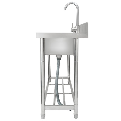 Edelstahlspüle, freistehendes Einzelbecken-Gewerbespülenset mit Arbeitsplatte, 39,4 x 19,1 x 37,4 Zoll, Gewerbespülen für Garage, Restaurant, Wäscherei, NSF-zertifiziert