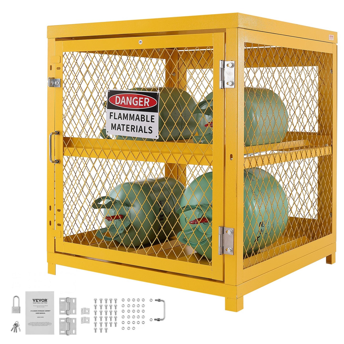 Horizontal Cylinder Storage Cabinet 4x33lb Capacity Propane Storage Cage