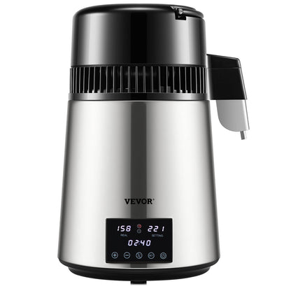 4L Wasserdestilliergerät 1,5L/H Destilliertes Wasser Maker Timing Dual-Temp Silber