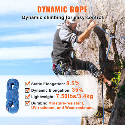 10,2 mm dynamisches Kletterseil, 50 m (164 Fuß), Outdoor-Kletterseil, Blau