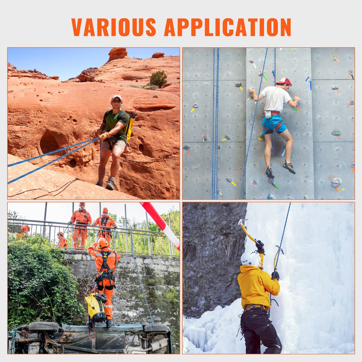 10,2 mm dynamisches Kletterseil, 50 m (164 Fuß), Outdoor-Kletterseil, Blau