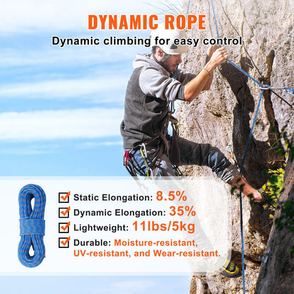 10,2 mm dynamisches Kletterseil, 70 m (230 Fuß), Outdoor-Kletterseil, blau