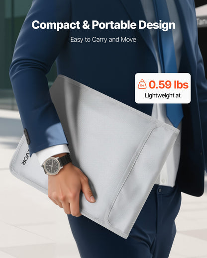 Fireproof Document Bag, 2192 ℉ Heat Insulated Fireproof & Waterproof Bag with Smooth Zipper, Portable File Storage Organizer Home Office Travel Use, for Passports, Important Documents, Files