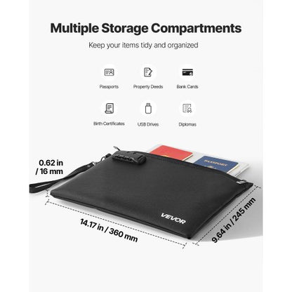 Brandsäker dokumentväska, 1000 ℃ värmeisolerad brandsäker och vattentät väska med lås, bärbar filförvaring säkerhetsorganisatör hemmakontor reseanvändning, för pass, viktiga dokument och filer |  EU