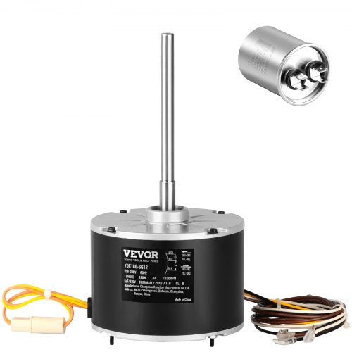 Condenser Fan Motor 5KCP39EGS070S, 5KCP39EGY823S, 1/4 HP 208-230V, 1100RPM, OEM Standard Upgraded Replacement Condenser Motor Reversible Rotating, Explosion-proof CBB65 5μF/370V Capacitor